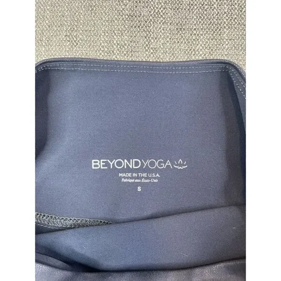 Beyond Yoga Leggings Womens (S) Navy Blue Leatherette High Waisted Midi - Picture 8 of 9